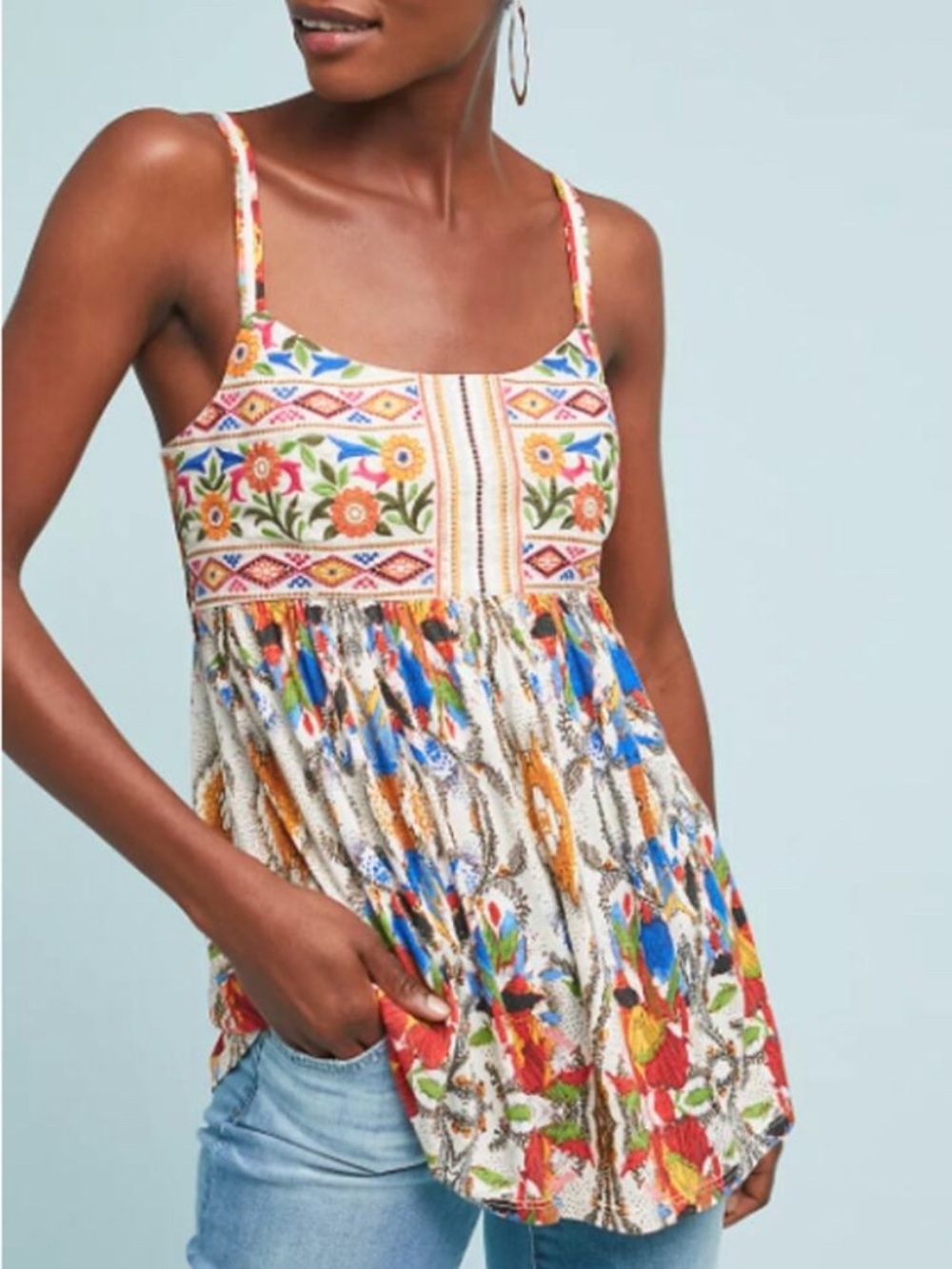Fowler Tank Embroidered Floral Boho Camisole Tank Anthropologie